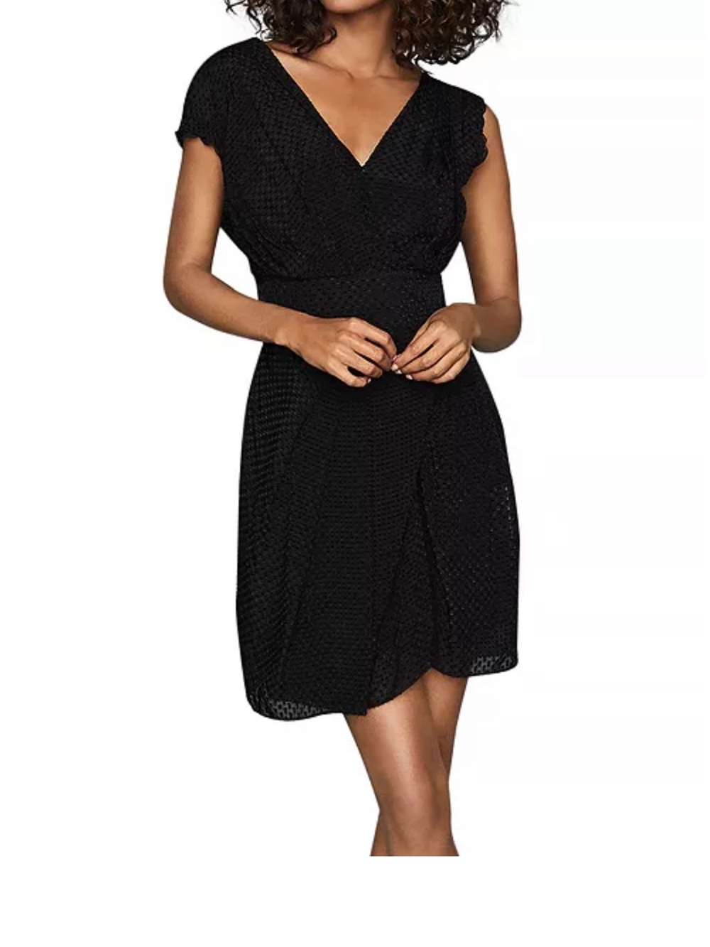 NWT Reiss Black Leonora textured mini dress LBD